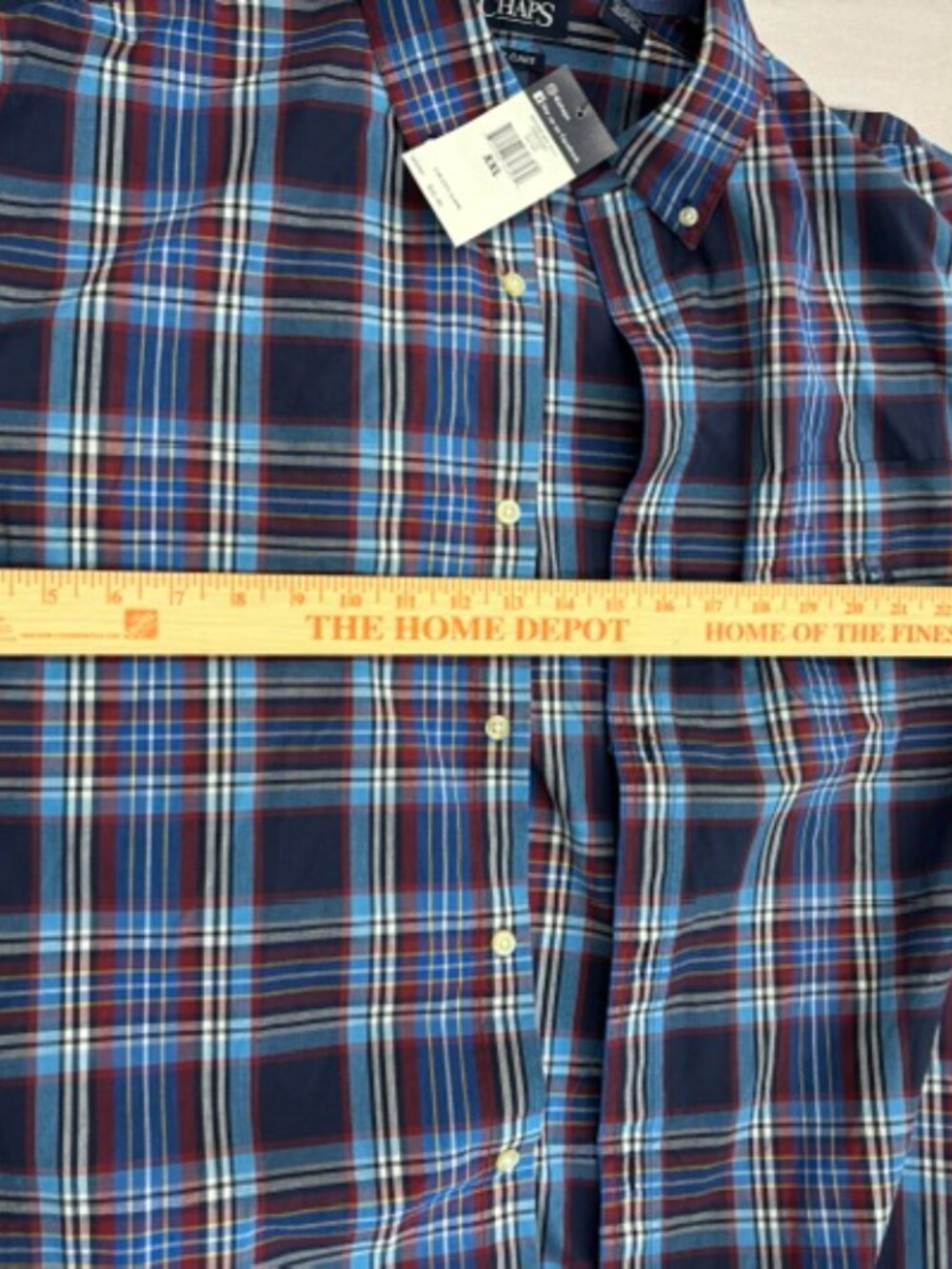 Chaps Men's "Easy Care" Plaid Button-Down Shirt XXL - Picture 4 of 8